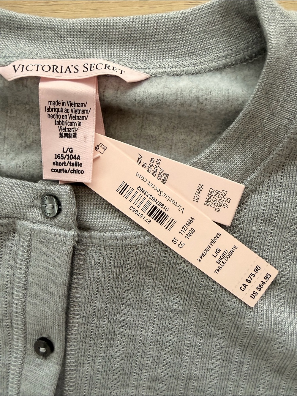 Victoria's Secret Cozy Pointelle Henley Long Women's Pajama Set - Picture 4 of 8